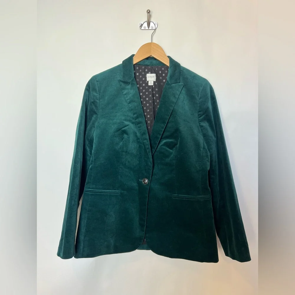 NWOT‎ J. Crew Velveteen one-button blazer Size 6 Old Forest - Picture 3 of 16